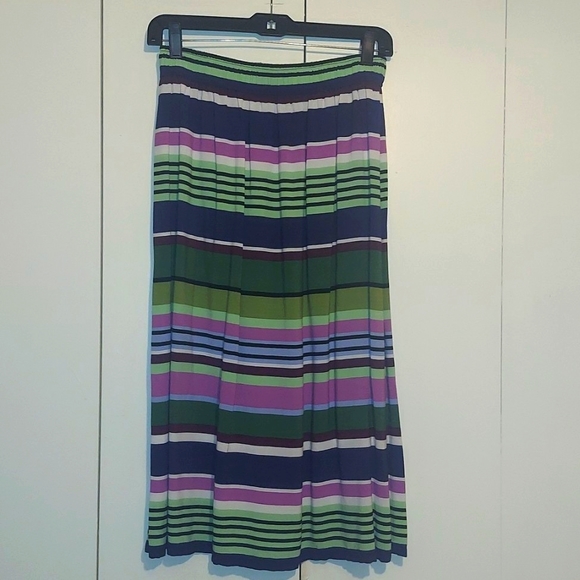 LOFT Multicolored Horizontal Striped Skirt Size Extra Small Green Blue Purple - Picture 2 of 14